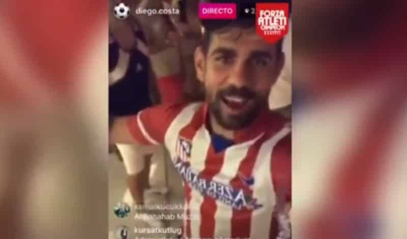 Diego Costa con la camiseta del Atlético de Madrid en Instagram