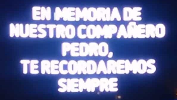 Mensaje publicado en las pantallas del Mad Cool en recuerdo a Pedro Aunión