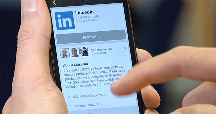 La red social Linkedin en su app para móvil