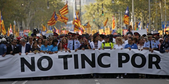Cabecera de la manifestación de Barcelona