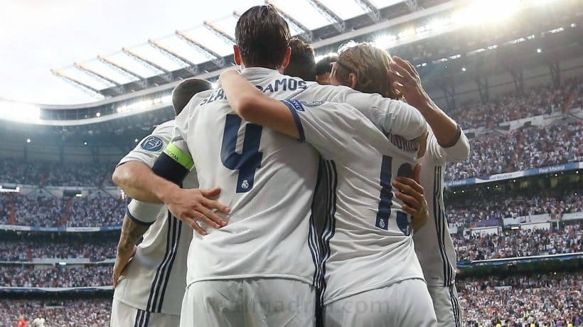 Los jugadores del Real Madrid celebrando un gol la pasada temporada