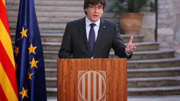 Carles Puigdemont durante su comparecencia este sábado