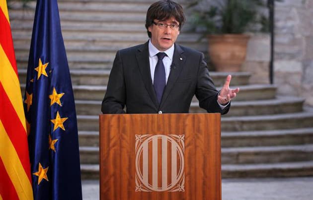 Carles Puigdemont durante su comparecencia este sábado