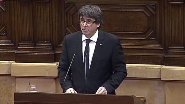 Puigdemont durante su comparecencia en el Parlamento catalán
