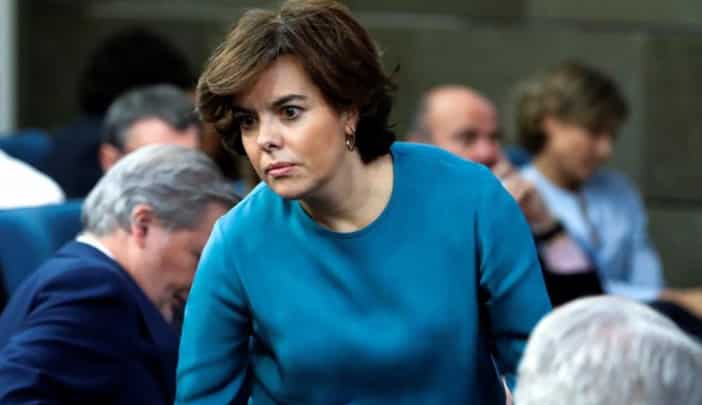 Soraya Sáenz de Santamaría este viernes en la comparecencia de Mariano Rajoy tras el Consejo de Ministros