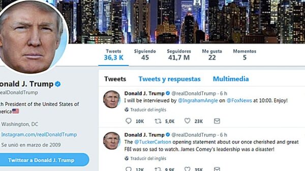 La cuenta en Twitter de Donald Trump