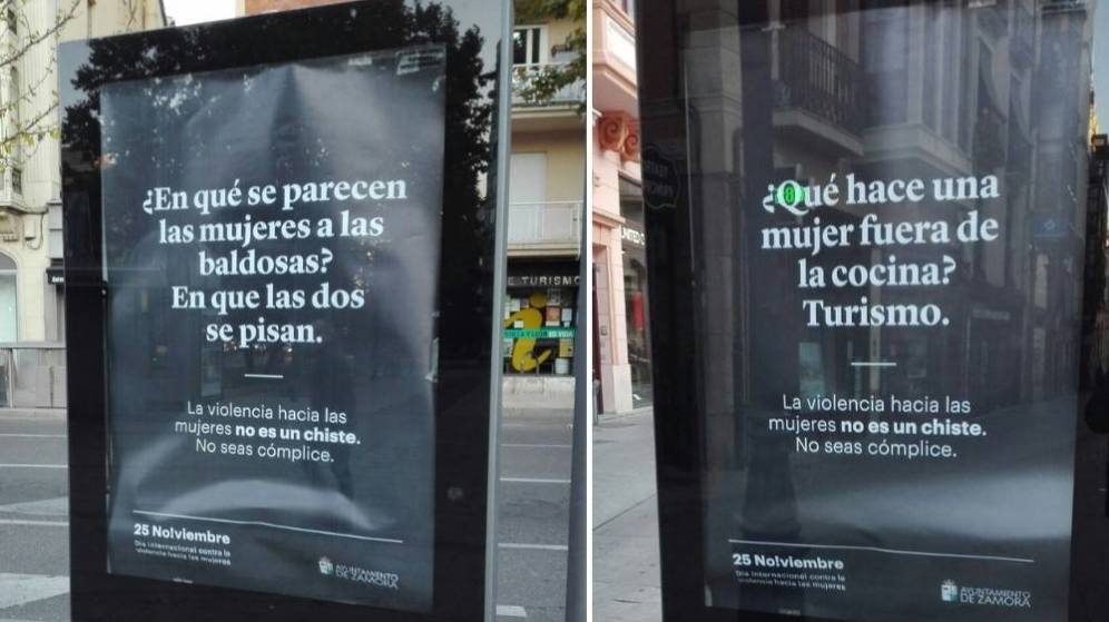 Dos de los carteles de la campaña del Ayuntamiento de Zamora contra la violencia de género