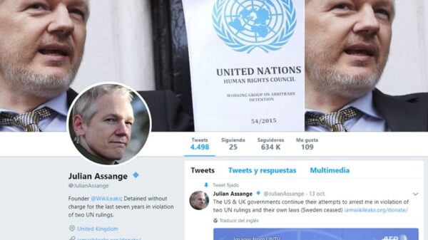 La cuenta de Twitter de Julian Assange