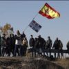 Miembros de Hogar Social Madrid este martes en la cárcel de Estremera