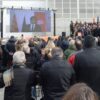 Puigdemont interviniendo por videoconferencia durante el acto de Junts per Catalunya