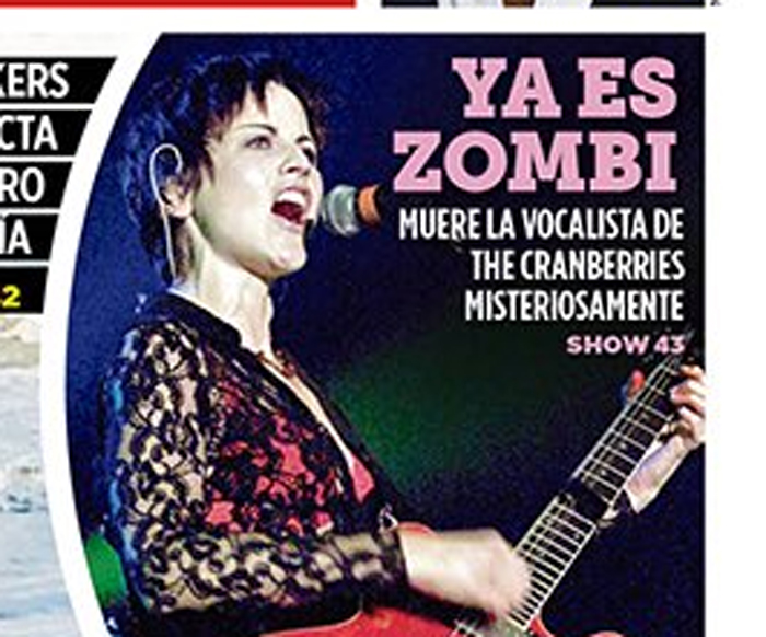 La portada de 'Metro' en México con Dolores O'Riordan