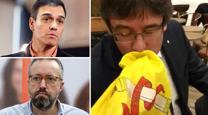 Pedro Sánchez, Juan Carlos Girauta y Carles Puigdemont