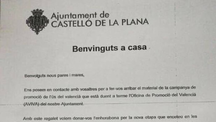 La carta del Ayuntamiento de Castellón