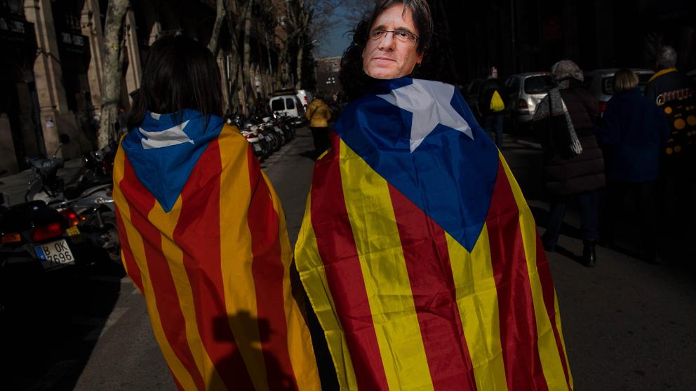 Partidarias de Puigdemont en una imagen tomada el pasado mes de enero