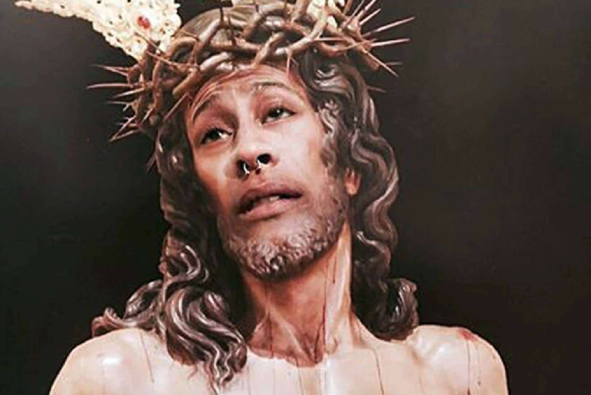 Fotomontaje del Cristo de la Amargura con la cara del condenado