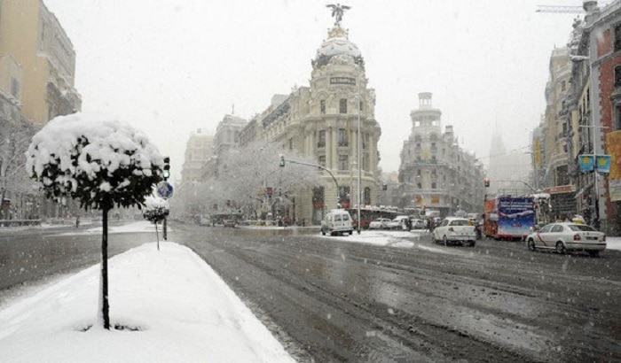 Madrid cubierta de nieve