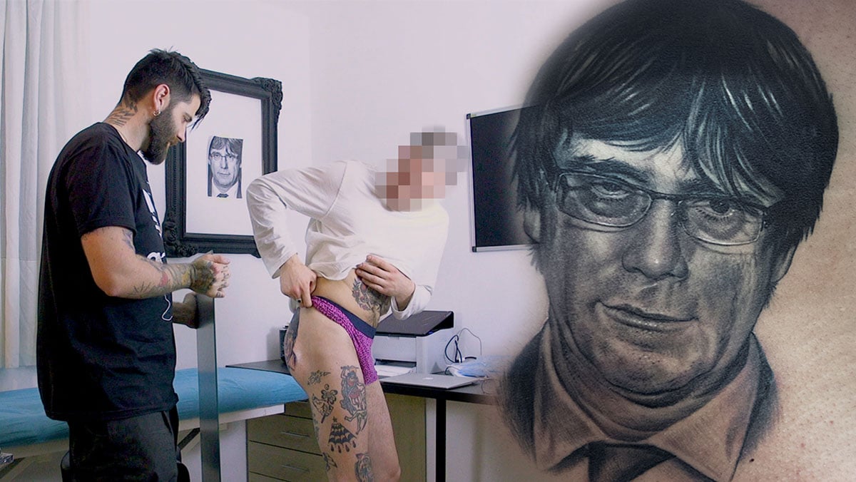 El joven que se ha tatuado a Puigdemont en el culo