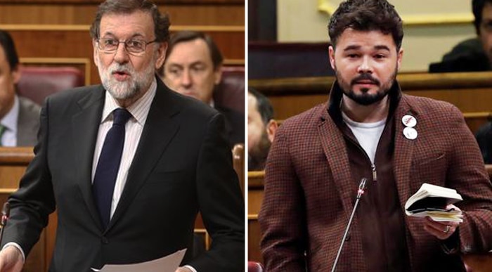Mariano Rajoy y Gabriel Rufián durante sus intervenciones en el Congreso