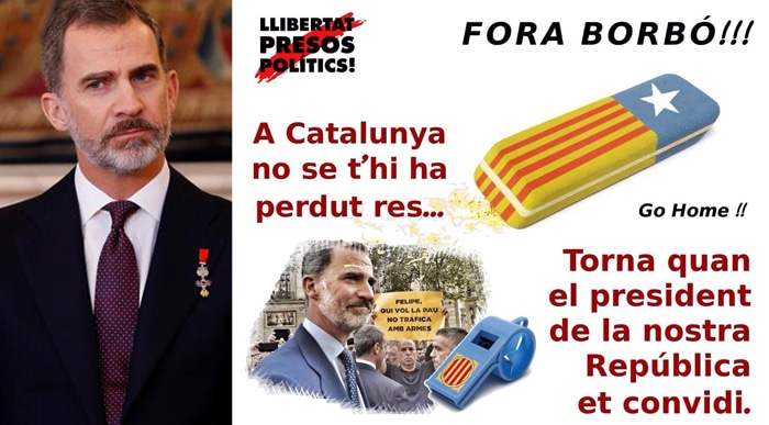 El Rey y el cartel que circula por las redes para boicotear su visita a Barcelona con motivo del MWC