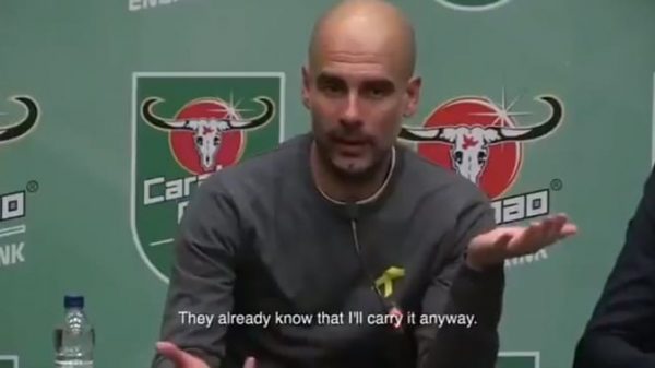 Pep Guardiola hablando del lazo amarillo