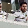 Messi, junto a Lancini, siguiendo el España-Argentina en el palco del Wanda Metropolitano