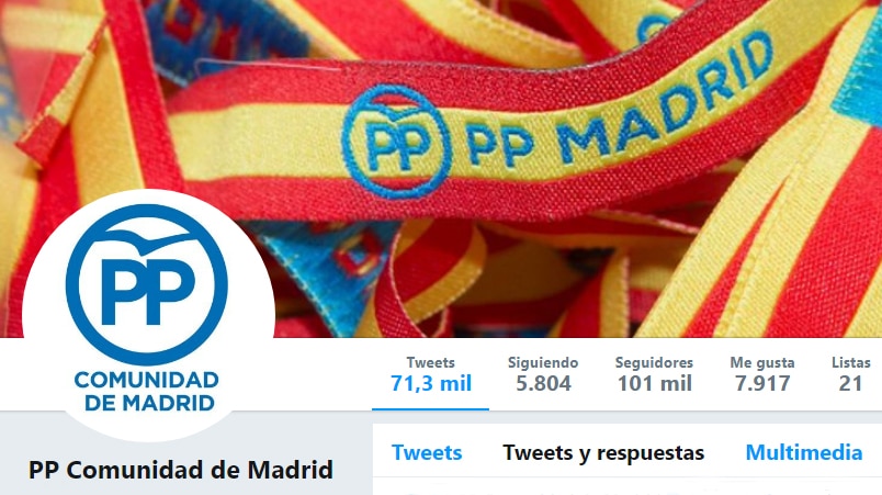 Cuenta oficial de Twitter del PP de la Comunidad de Madrid