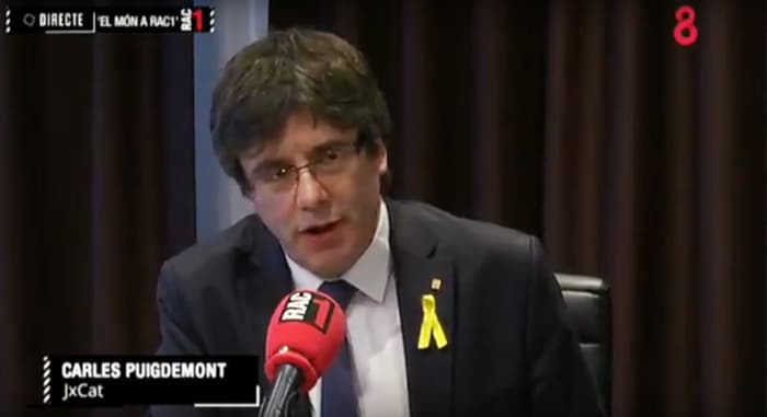 Puigdemont durante su entrevista en RAC1