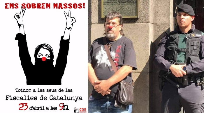 Cartle de los CDR y Jordi Pessarrodona (ERC) con una nariz de payaso