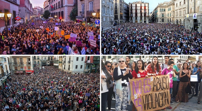 Manifestaciones contra la sentencia a 'La Manada' en Madrid, Barcelona, Pamplona y Sevilla
