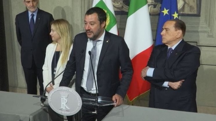 Matteo Salvini, Berlusconi y Giorgia Meloni