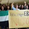 Estudiantes extremeños protestando en el campus de Badajoz por la repetición de la EBAU