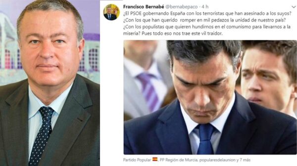 El delegado del Gobierno en Murcia, Francisco Bernabé, y su tuit