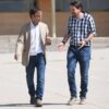 Jaume Asens y Pablo Iglesias al salir de la cárcel de Soto del Real