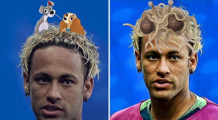 Dos de los memes sobre el peinado de Neymar
