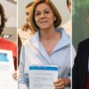 Soraya Sáenz de Santamaría, María Dolores de Cospedal y Pablo Casado este miércoles en Génova al presentar sus avales