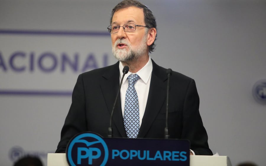Mariano Rajoy durante su comparecencia este martes en Génova
