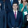 El Rey, Pedro Sánchez y Quim Torra en el palco de autoridades durante la inauguración de los Juegos del Mediterráneo