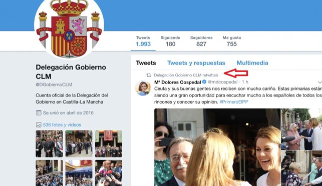 El tuit en apoyo a María Dolores de Cospedal que ya ha sido borrado de la cuenta de la Delegación del Gobierno