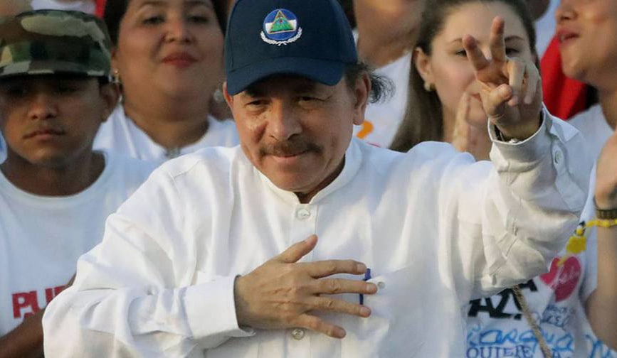 El presidente de Nicaragua, Daniel Ortega, durante el 39 aniversario de la revolución sandinista