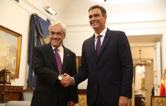 Pedro Sánchez con el presidente de Chile, Sebastián Piñera