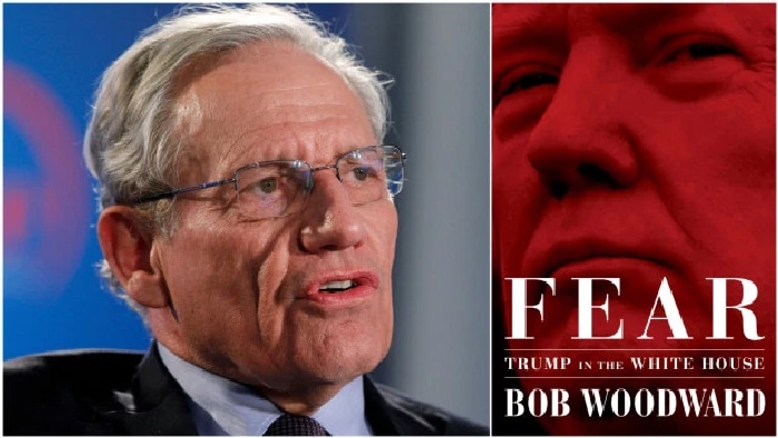 El periodista Bob Woodward y la portada de 'Fear', su nuevo libro