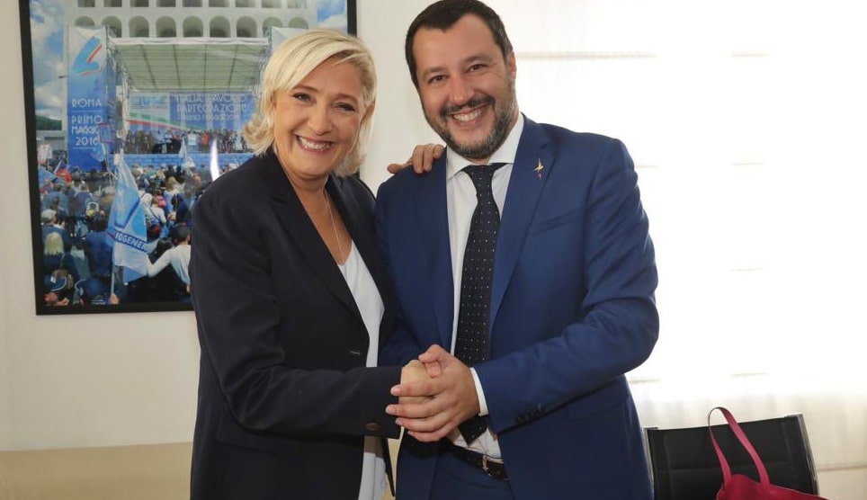 Marine Le Pen y Matteo Salvini durante su encuentro en Roma