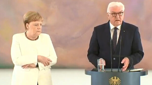 Angela Merkel en un acto en Berlín