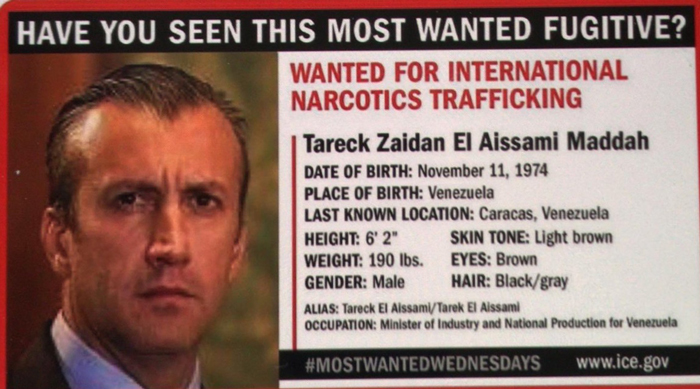 El cartel de búsqueda de Tareck el Aissami