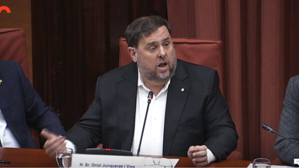 Oriol Junqueras declarando en la comisión del 155