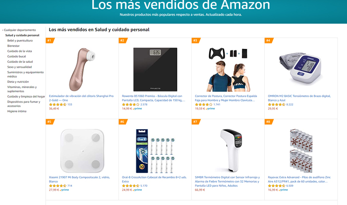 Los productos más vendidos de Amazon en salud y cuidado personal