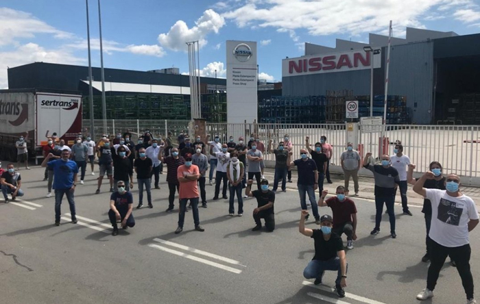 Trabajadores de la fábrica de Nissan en Barcelona