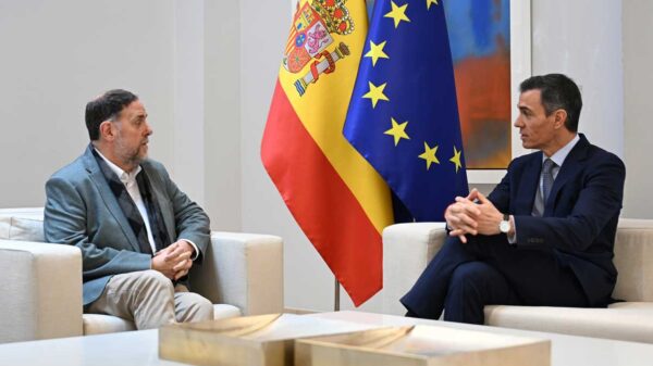 Pedro Sánchez y Oriol Junqueras en el Palacio de La Moncloa