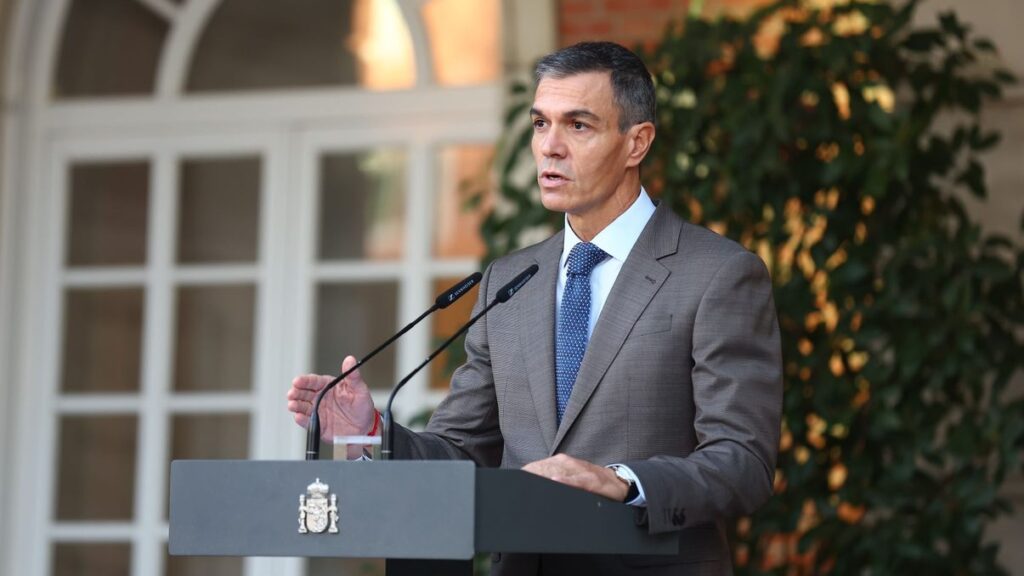 El presidente del Gobierno, Pedro Sánchez, durante la declaración institucional en la que ha anunciado el adelanto electoral. Foto: ©Fernando Calvo y Sandra Armada/ La Moncloa/ Oficial.