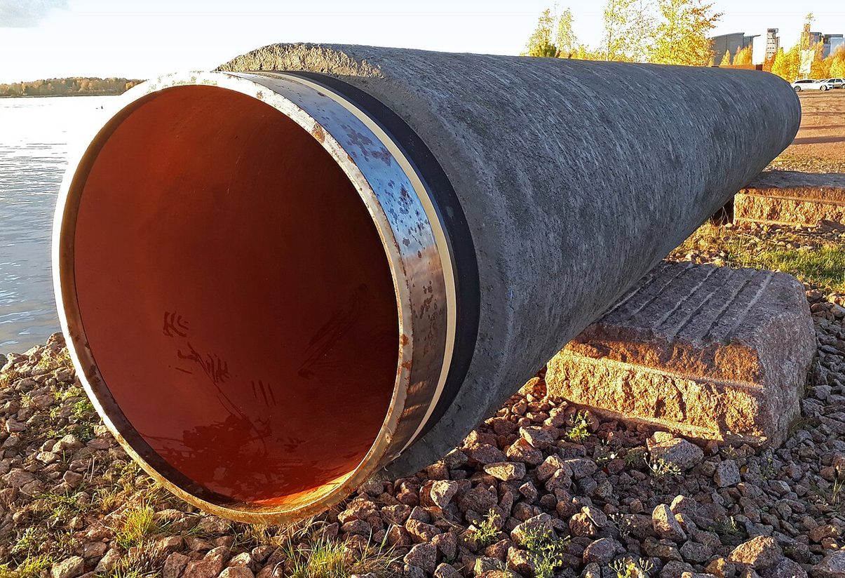 Un trozo de tubería Nord Stream expuesto al público en Kotka, Finlandia. Foto: ©Vuo.